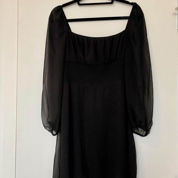 Aritzia black long sleeve chiffon dress in size small - Picture 3 of 5